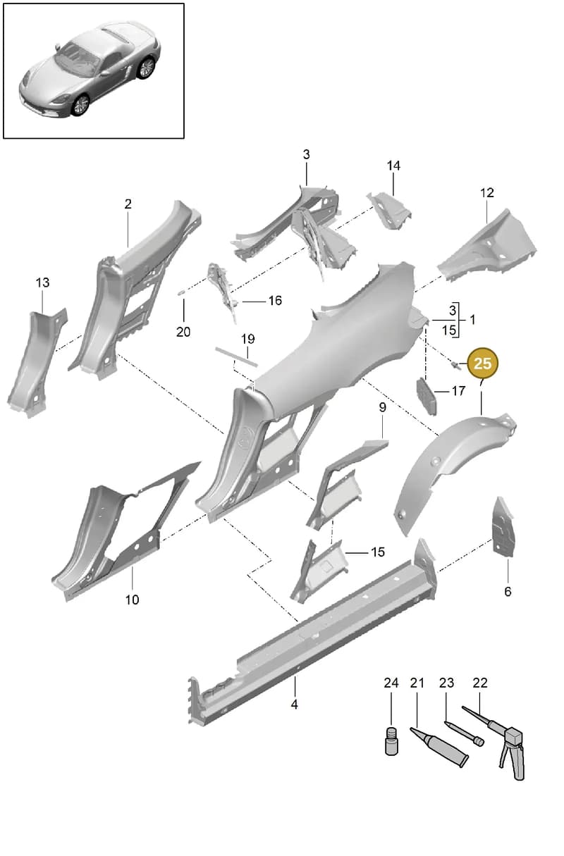 99908005701 — Porsche Boxster (2016-2019) diagram p48801050, position 25