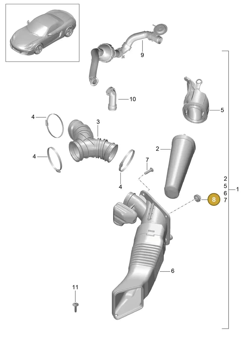 99908413601 — Porsche Boxster (2012-2016) diagram p39106000, position 8