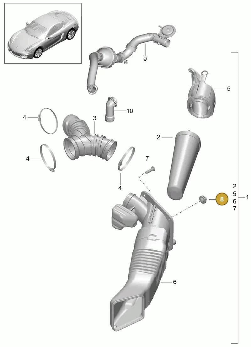 99908413601 — Porsche Cayman (2013-2016) diagram p40106000, position 8