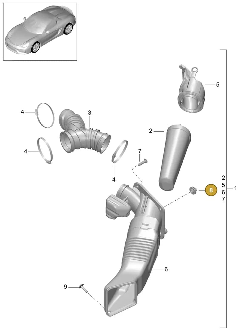 99908413601 — Porsche Boxster Spyder (2015-2016) diagram p46106000, position 8