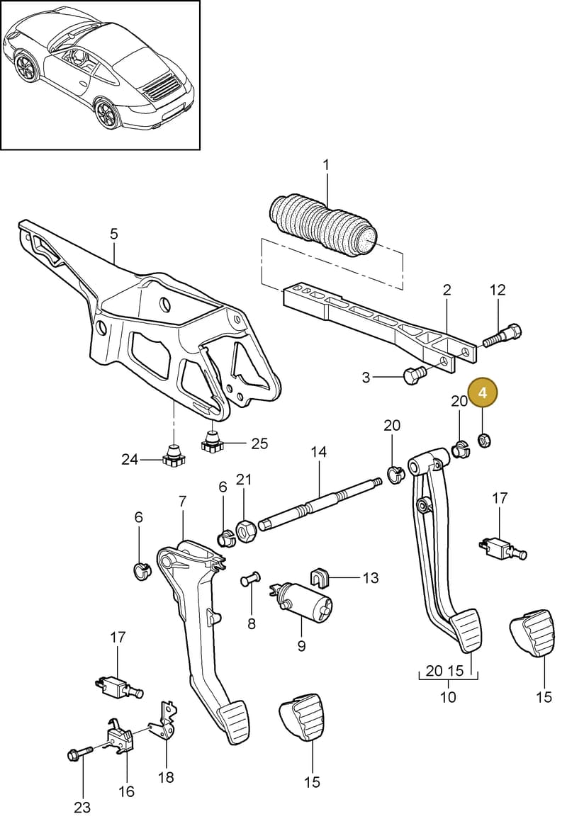 99908445701 — Porsche 911 Carrera (2008-2012) diagram p32702000, position 4