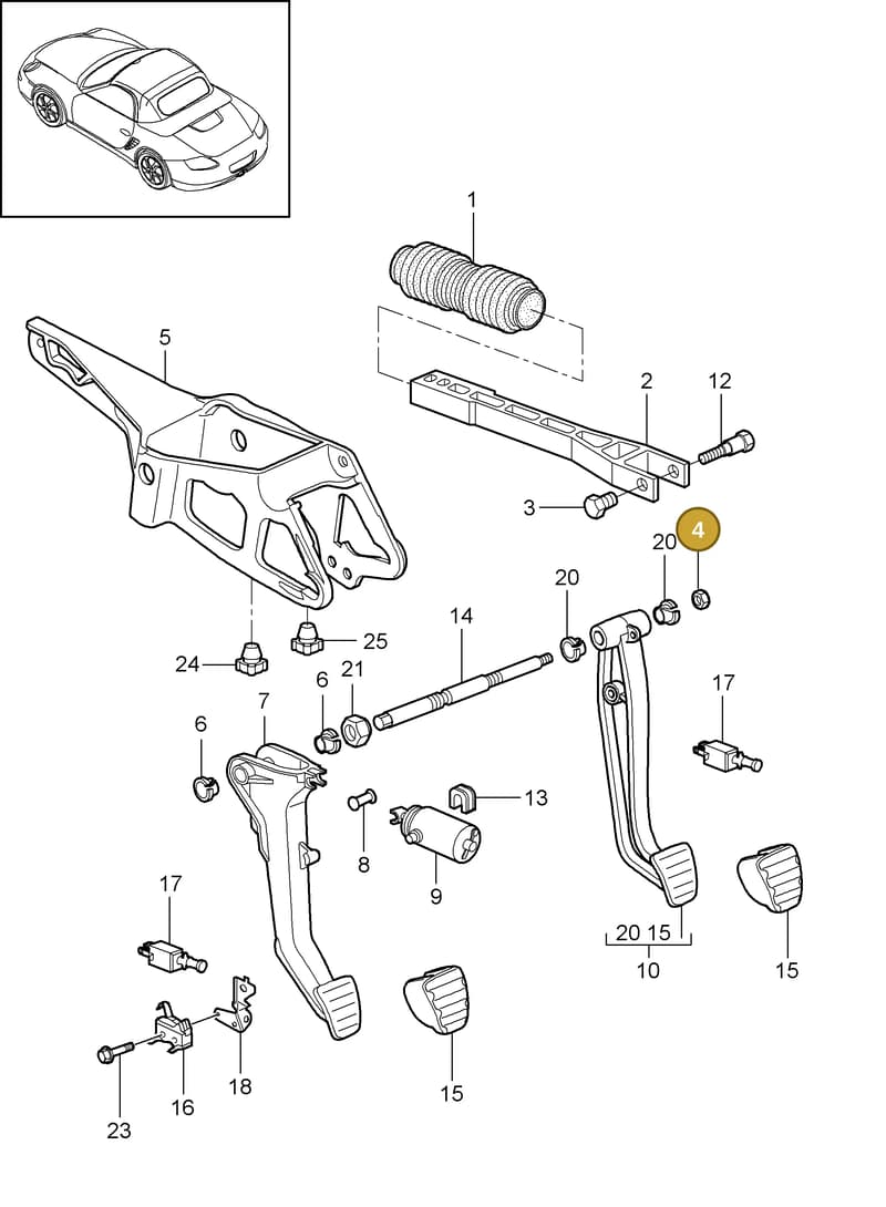 99908445701 — Porsche Boxster S (2008-2012) diagram p33702000, position 4
