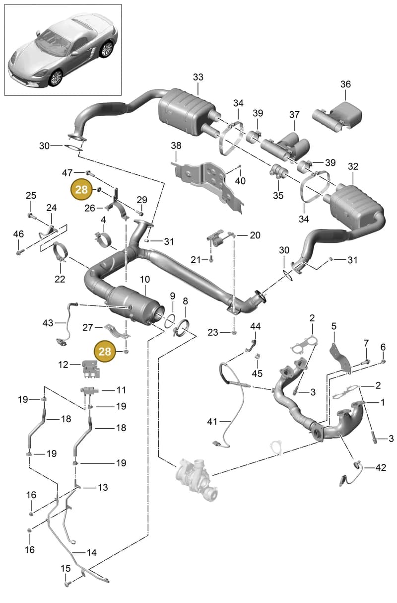 99908445701 — Porsche Boxster (2016-2019) diagram p48000001, position 28
