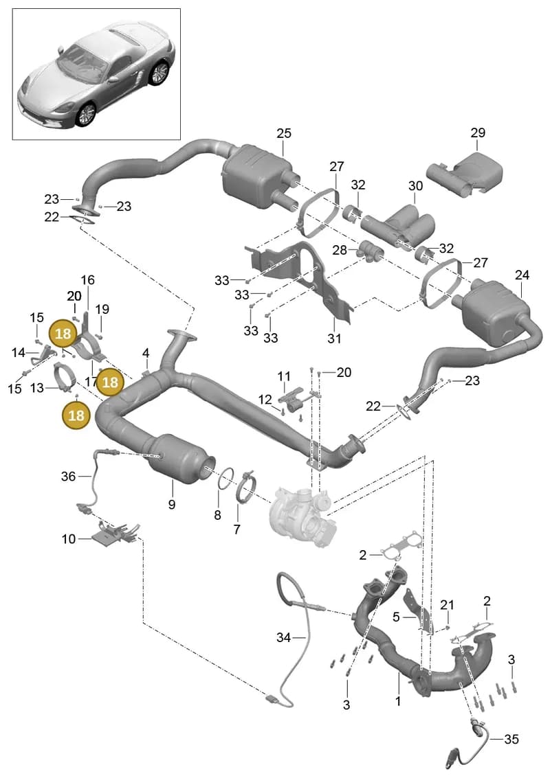 99908445701 — Porsche Boxster (2016-2019) diagram p48202000, position 18