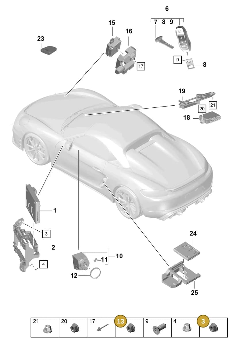99908463801 — Porsche Boxster Spyder (2019-2020) diagram p54901040, position 3+13