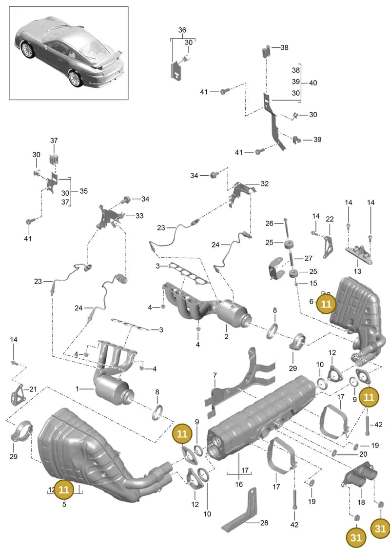 99908464901 — Porsche 911 (2013-2020) diagram p41202000, position 11+31