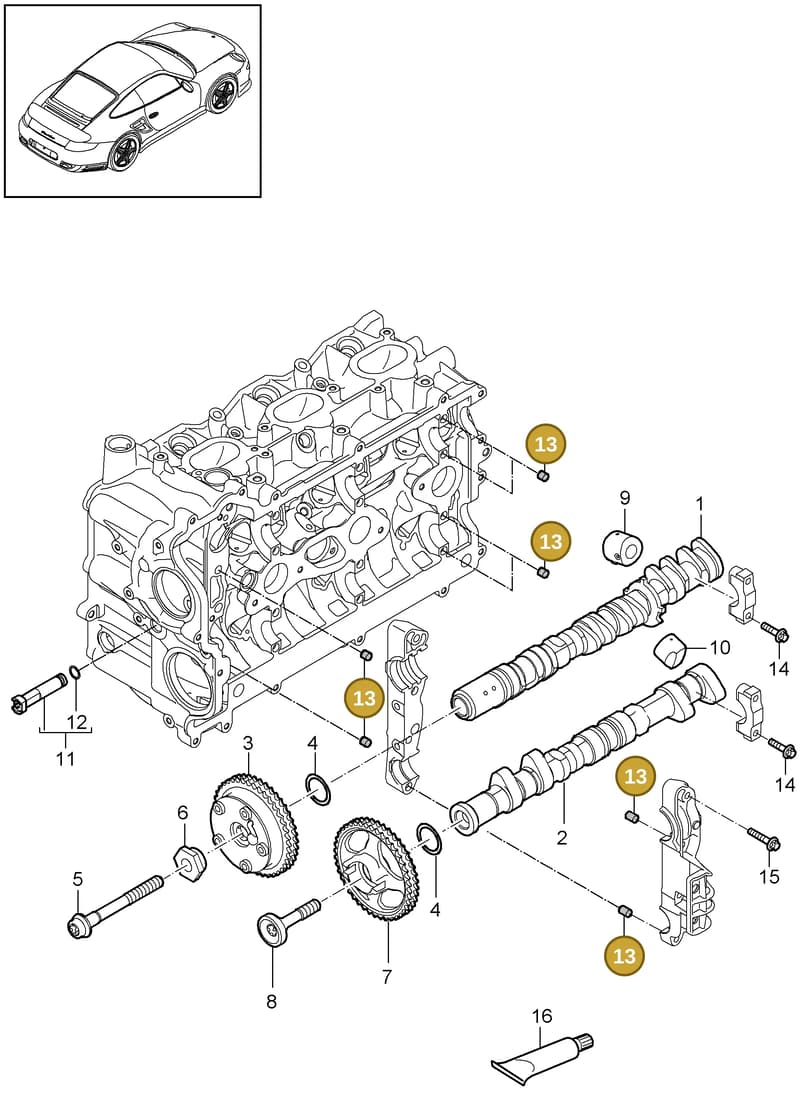 99909507501 — Porsche GT2 RS (2009-2012) diagram p36103010, position 13