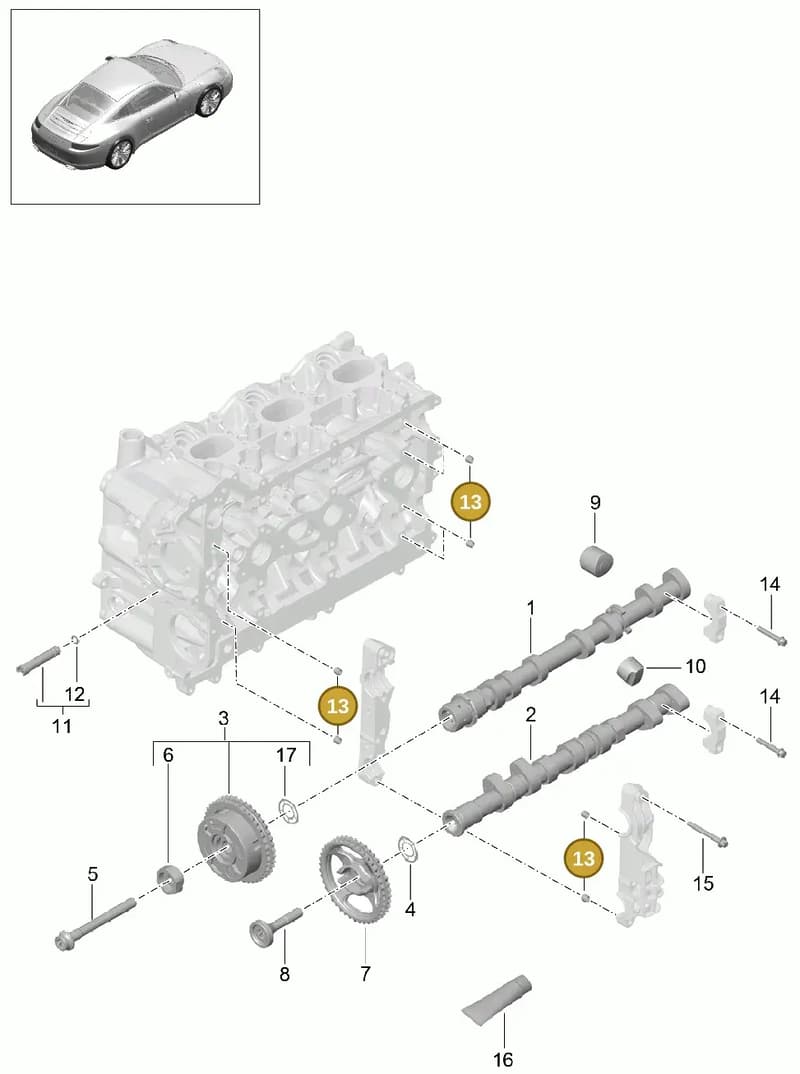 99909507501 — Porsche 991 Carrera 4 (2011-2016) diagram p38103010, position 13