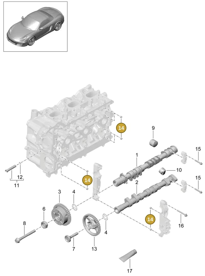 99909507501 — Porsche Boxster (2012-2016) diagram p39103010, position 14