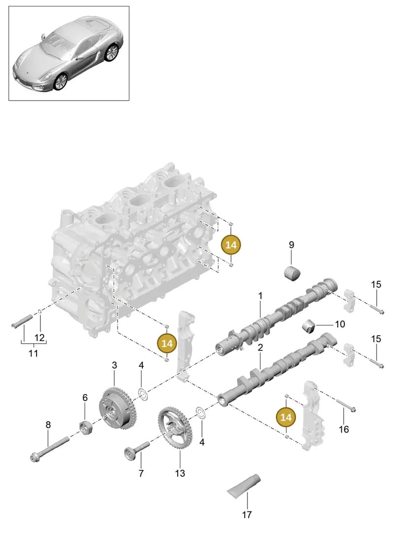 99909507501 — Porsche Cayman (2013-2016) diagram p40103010, position 14