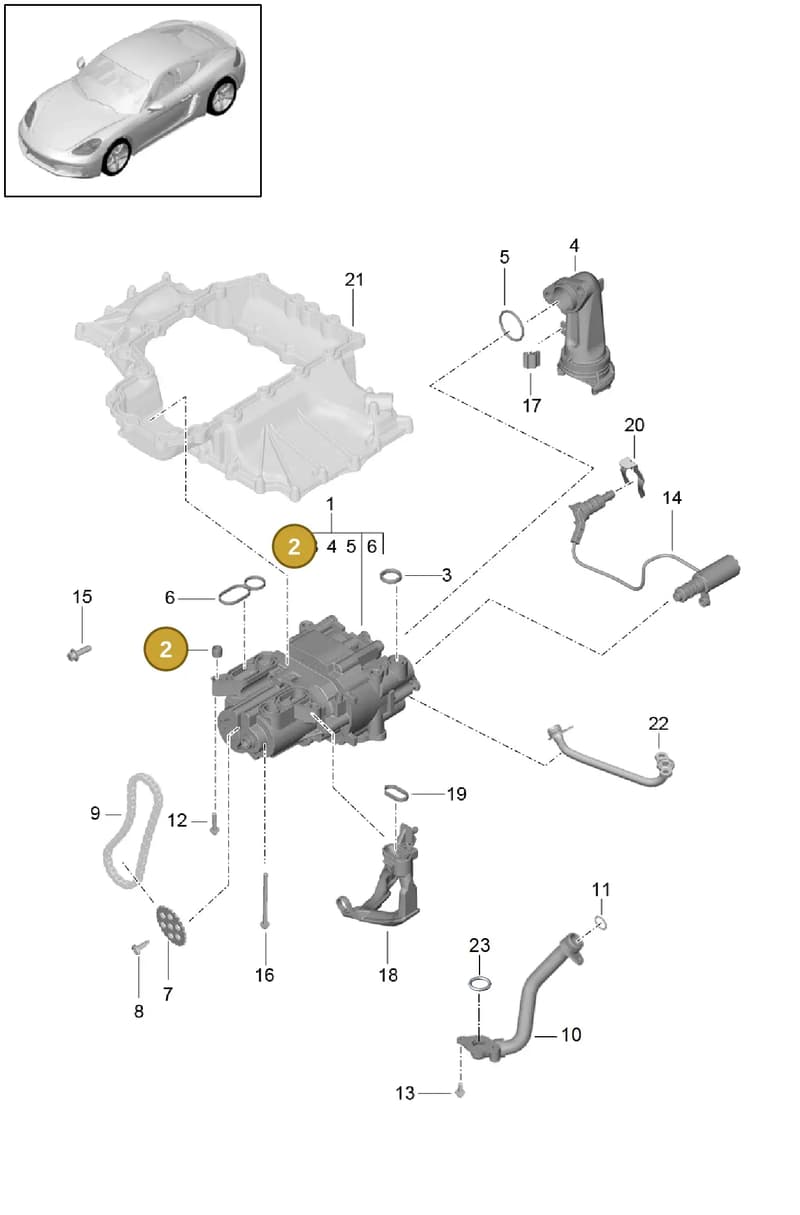 99909507501 — Porsche Cayman (2016-2019) diagram p50104000, position 2