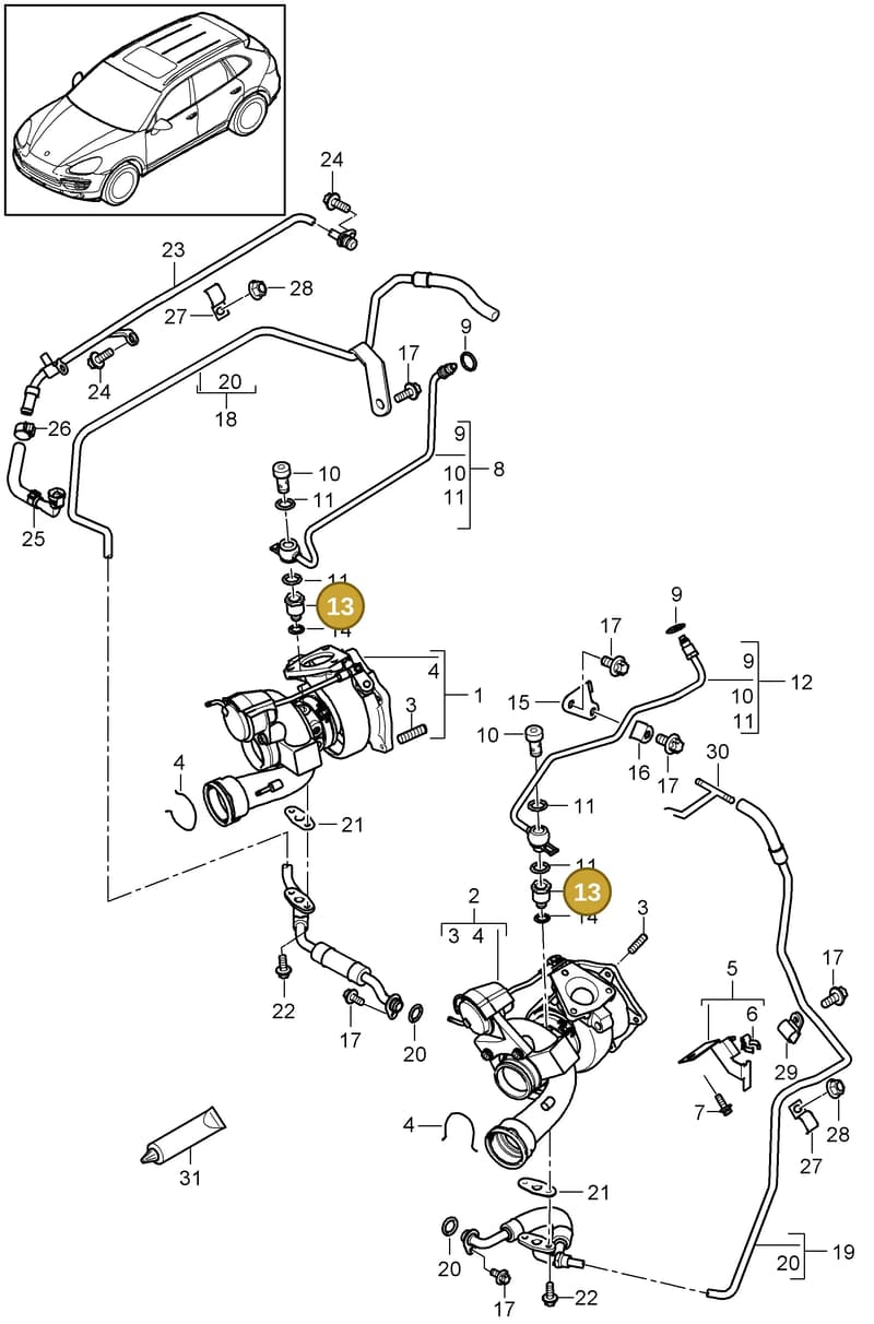 99913605302 — Porsche Cayenne (2010-2018) diagram p37202060, position 13