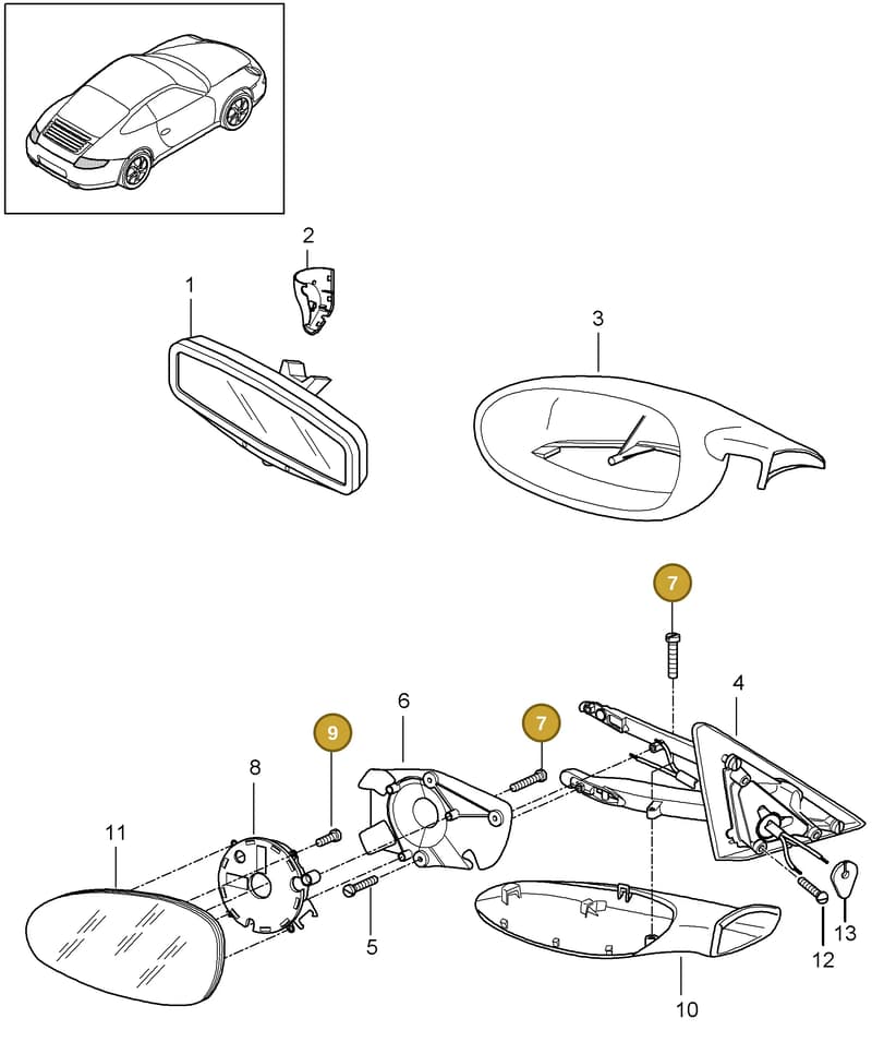 99914104302 — Porsche 911 Carrera (2008-2012) diagram p32809010, position 7+9