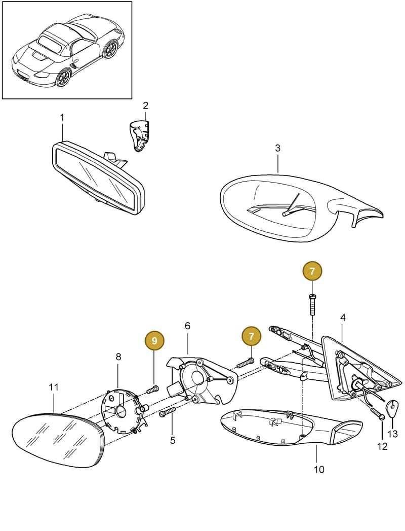 99914104302 — Porsche Boxster S (2008-2012) diagram p33809010, position 7+9
