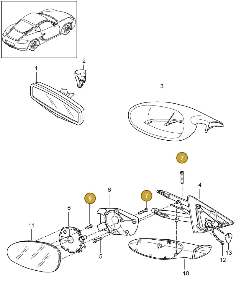 99914104302 — Porsche Cayman (2008-2012) diagram p34809010, position 7+9