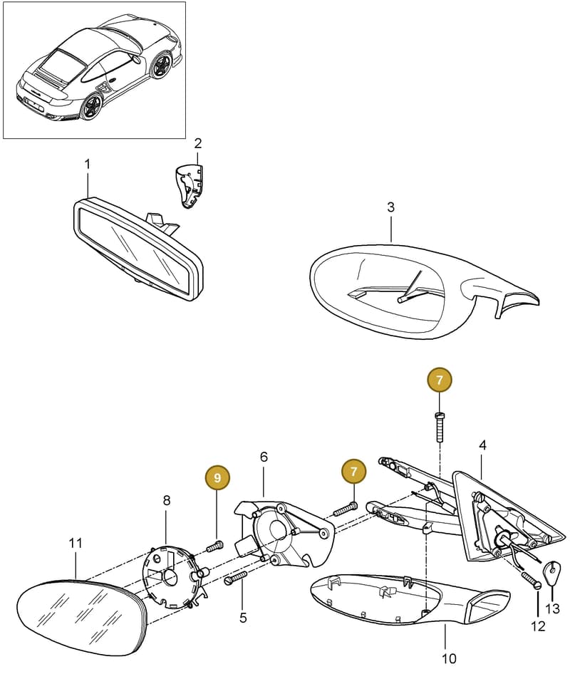99914104302 — Porsche GT2 RS (2009-2012) diagram p36809010, position 7+9