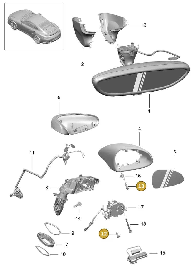 99914104302 — Porsche 911 (2013-2020) diagram p42809050, position 12+13
