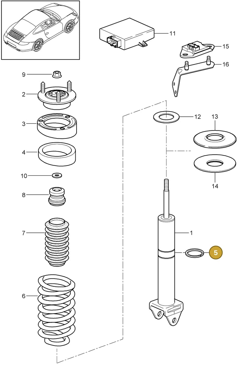 99915216300 — Porsche 911 Carrera (2008-2012) diagram p32502000, position 5