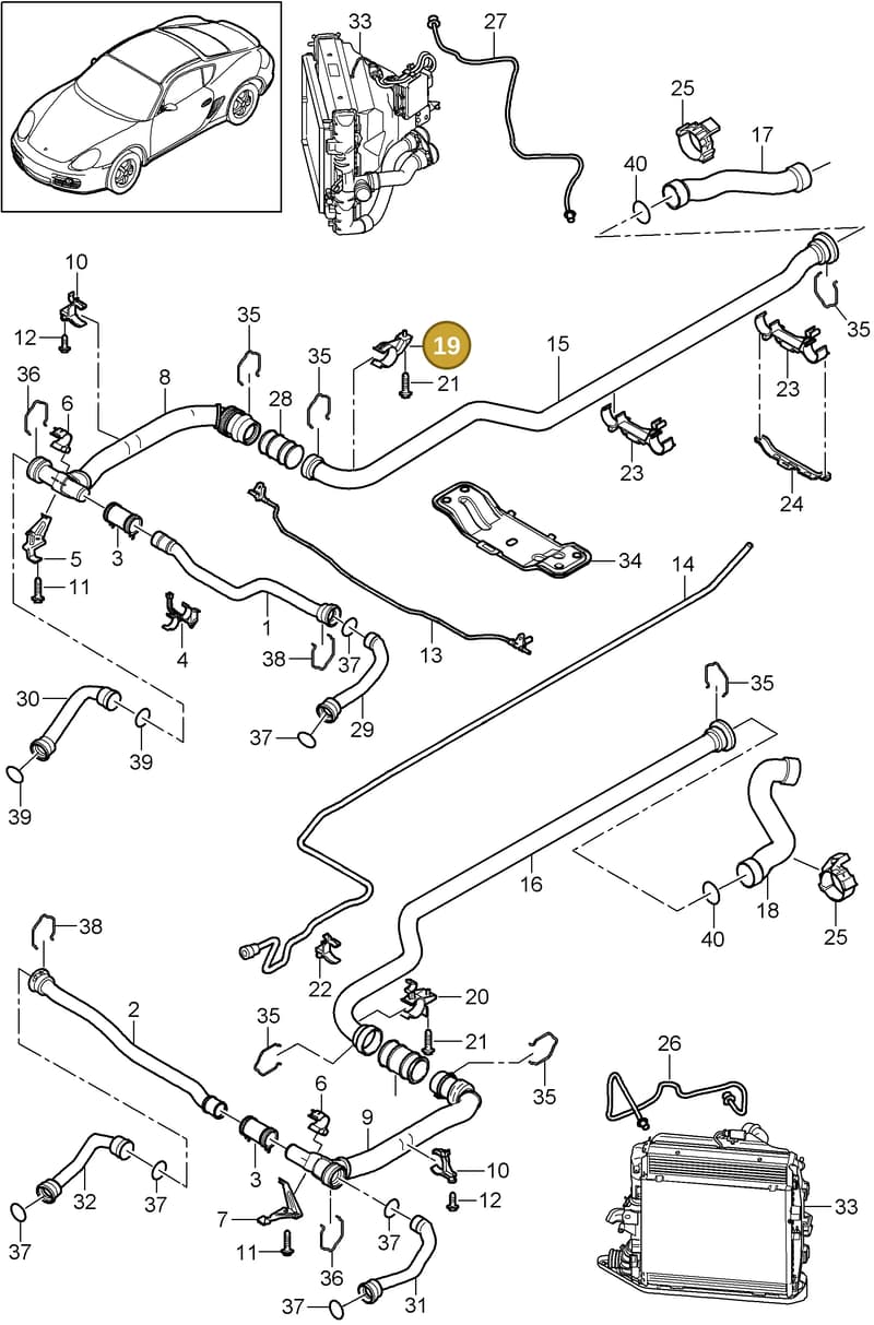 99916608309 — Porsche Cayman S (2005-2008) diagram p28105010, position 19