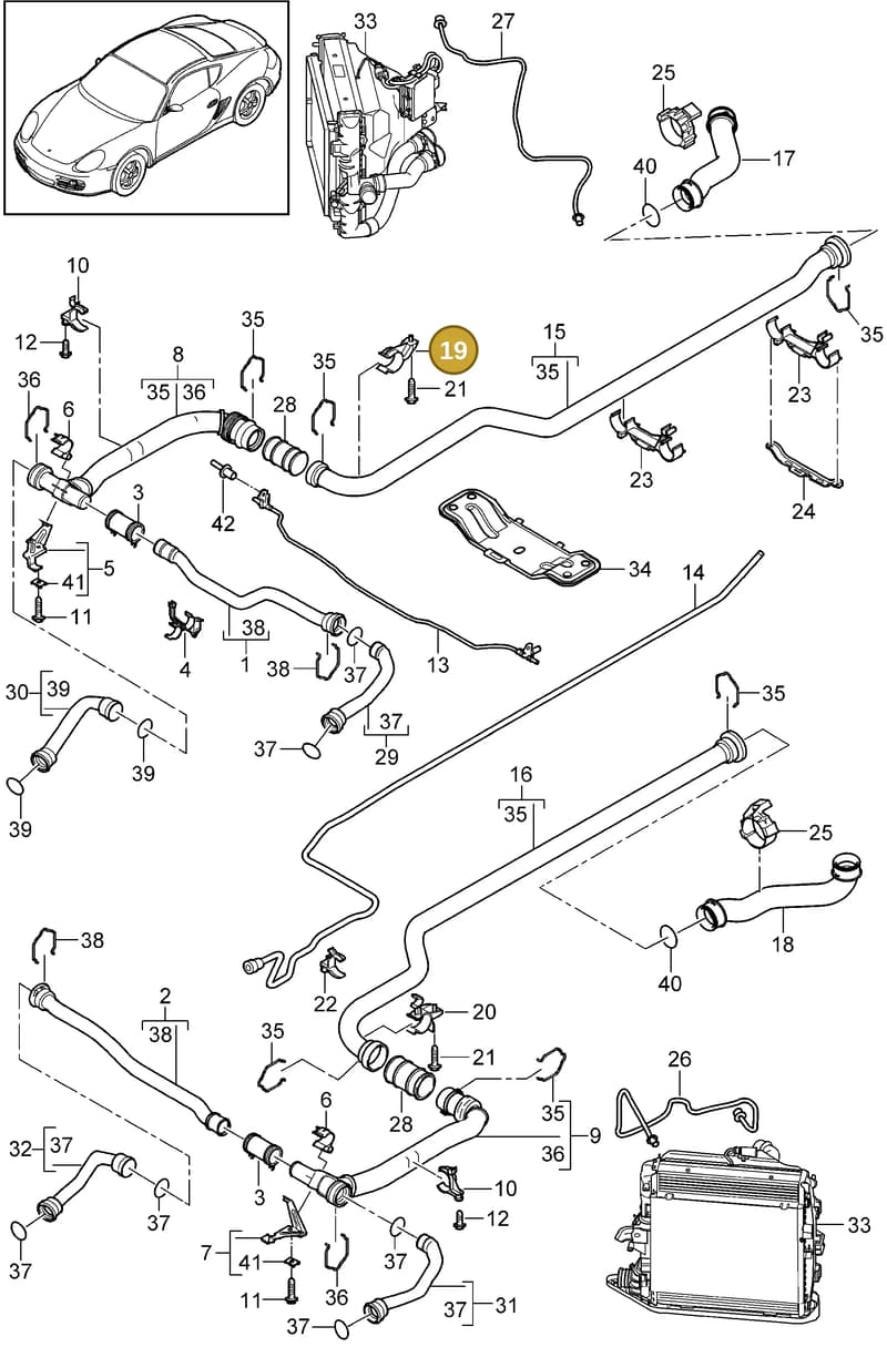 99916608309 — Porsche Cayman (2008-2012) diagram p34105010, position 19