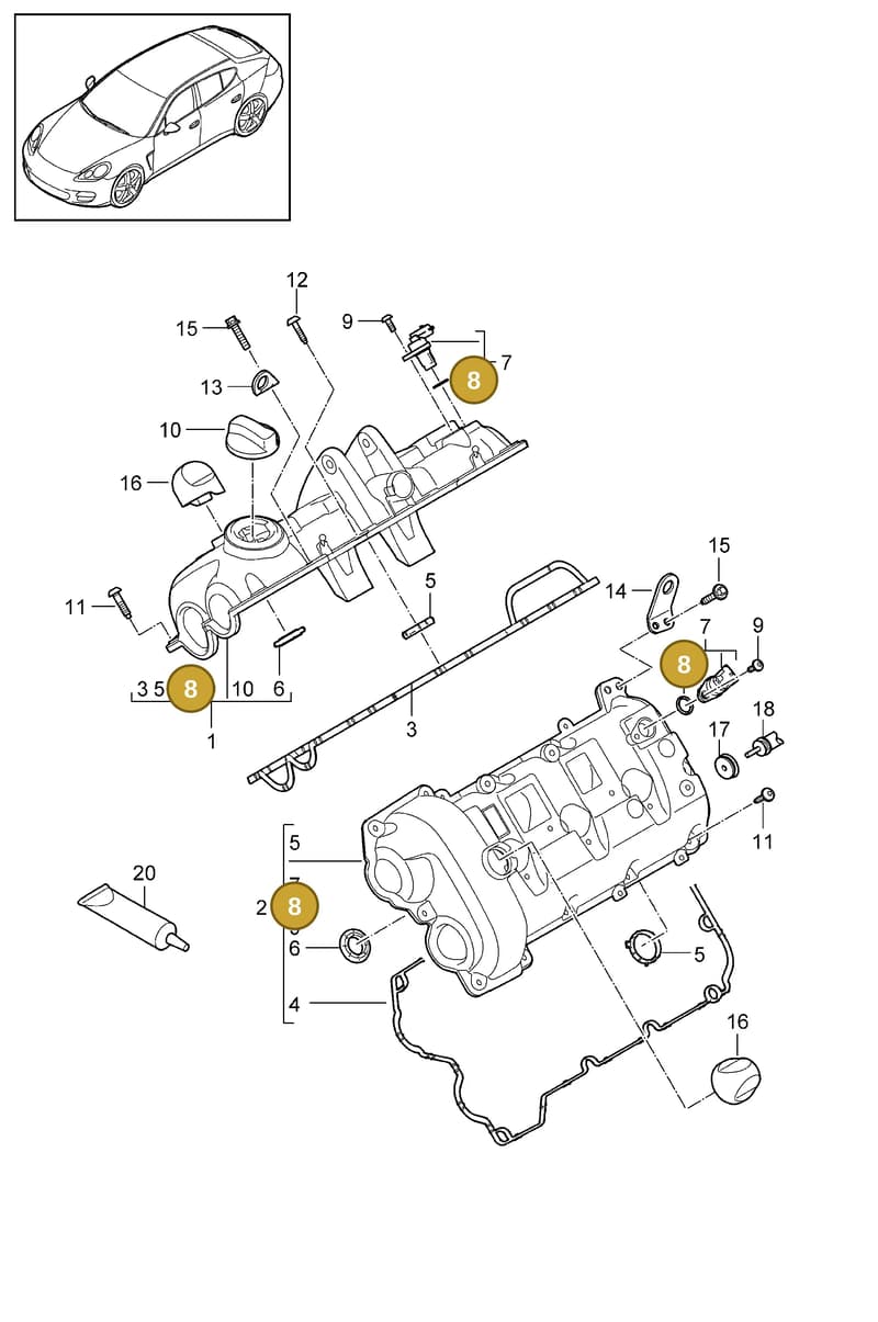 99916705590 — Porsche Panamera (2009-2016) diagram p35103020, position 8
