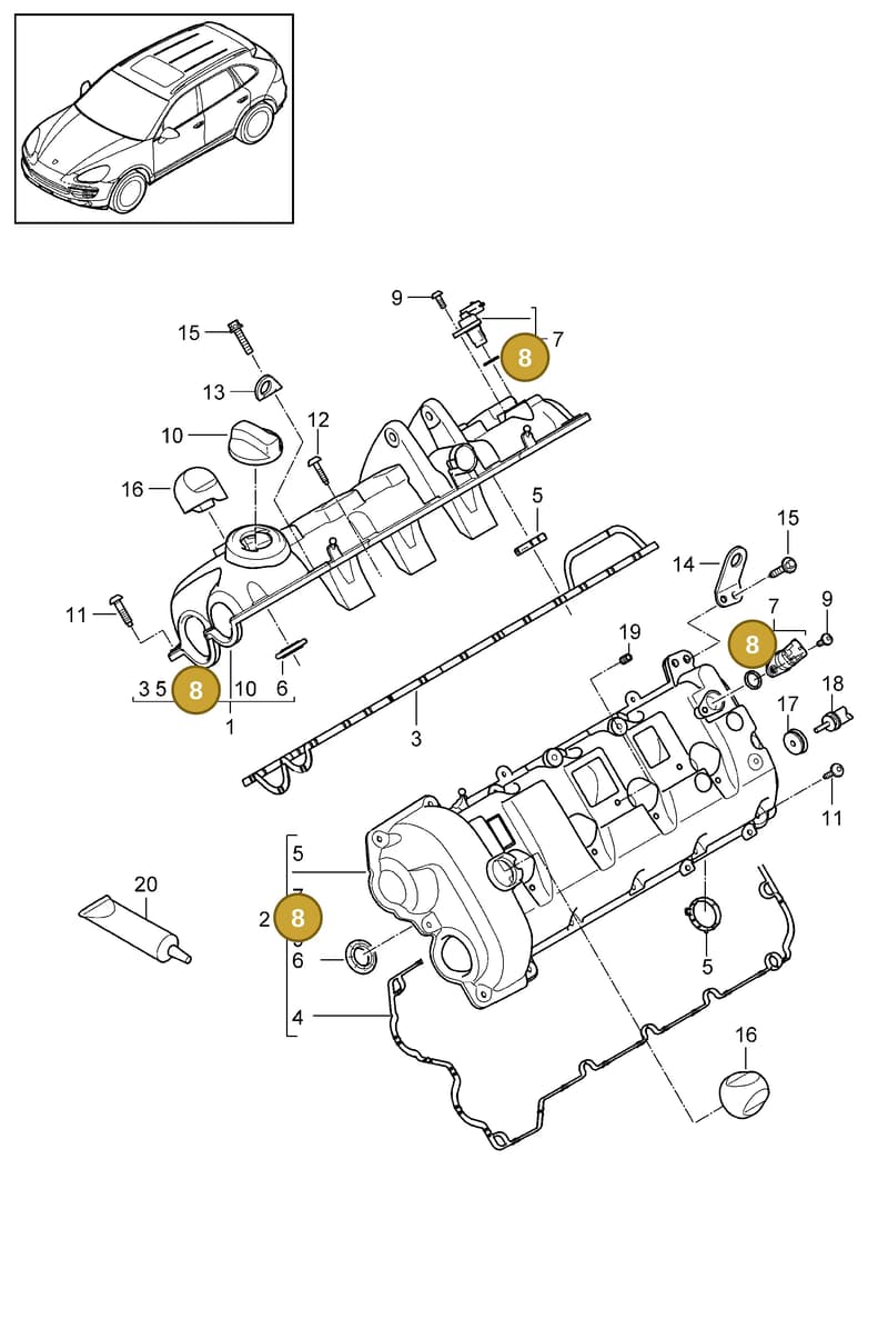 99916705590 — Porsche Cayenne (2010-2018) diagram p37103020, position 8
