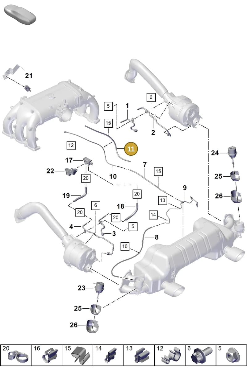 99918130140 — Porsche Boxster Spyder (2019-2020) diagram p55202200, position 11