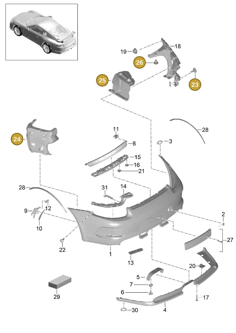99919011530 — Porsche 911 (2013-2020) diagram p41802010, position 23+24+25+26