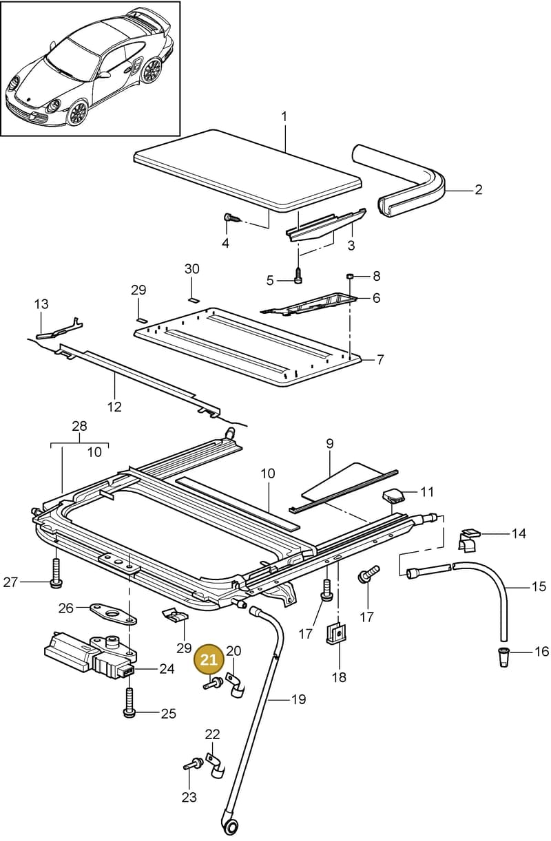 99919019001 — Porsche GT2 RS (2009-2012) diagram p36811000, position 21
