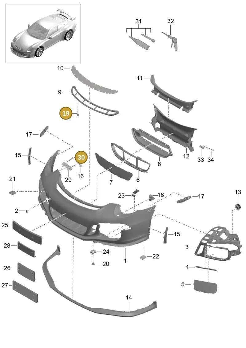 99919019130 — Porsche 911 (2013-2020) diagram p41802000, position 19+30
