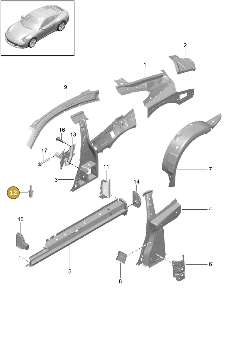 99919034201 — Porsche 911 (2016-2019) diagram p47801050, position 12