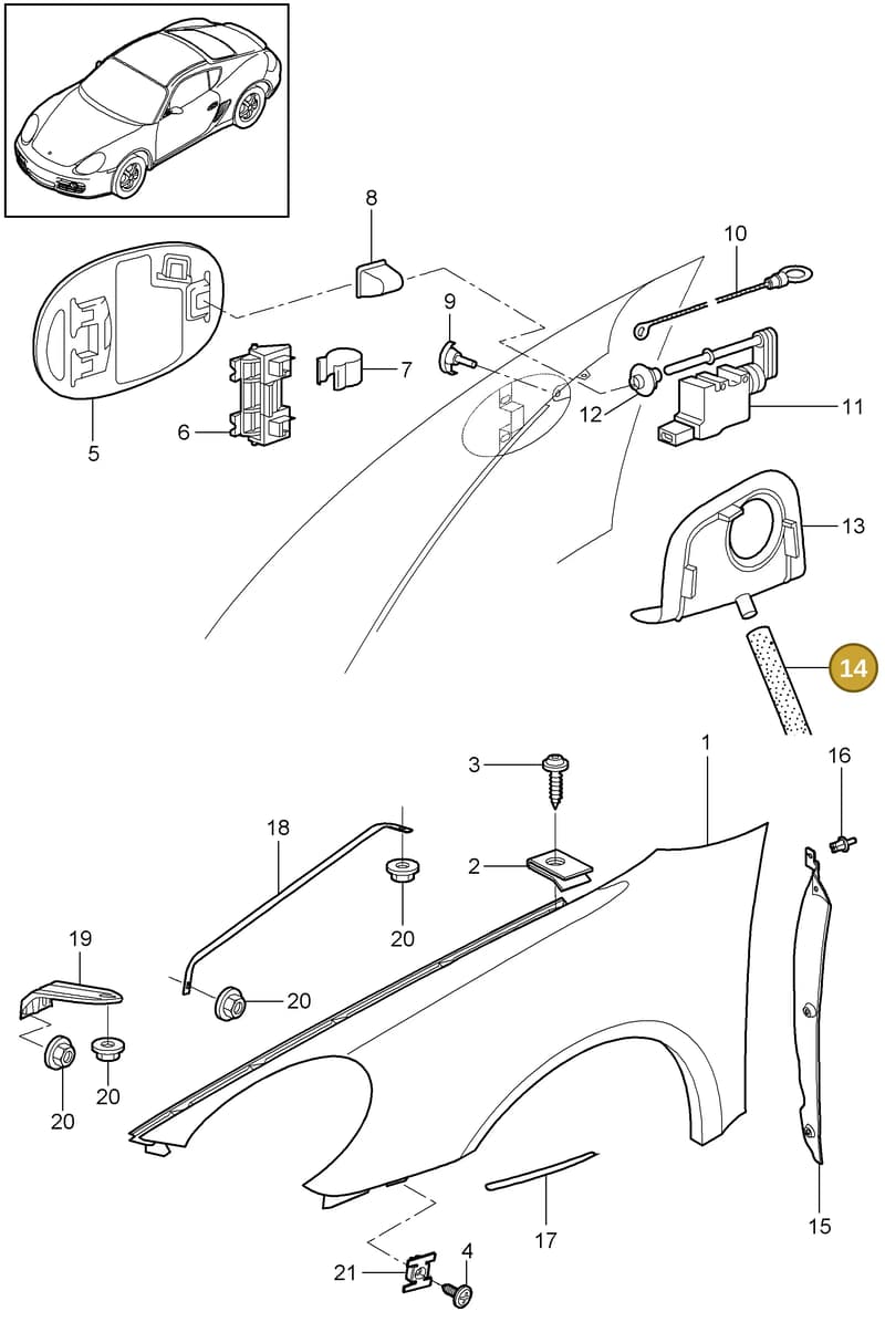 99919041401 — Porsche Cayman (2008-2012) diagram p34801040, position 14