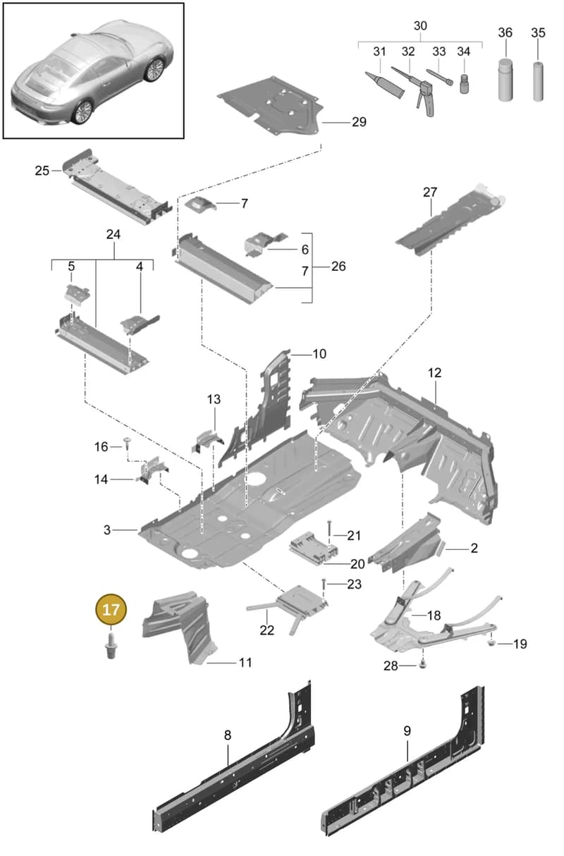 99919050101 — Porsche 911 (2016-2019) diagram p47801020, position 17