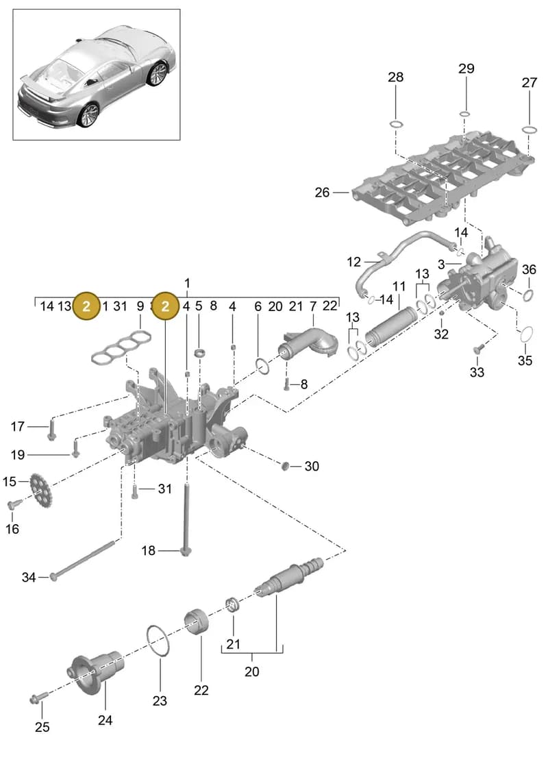 99920903701 — Porsche 911 (2013-2020) diagram p41104000, position 2