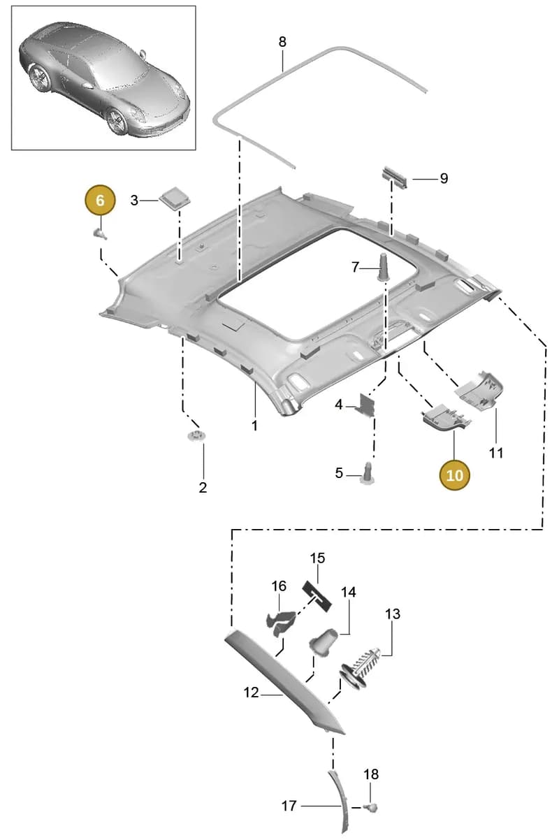 99920911601 — Porsche 991 Carrera 4 (2011-2016) diagram p38807050, position 6+10
