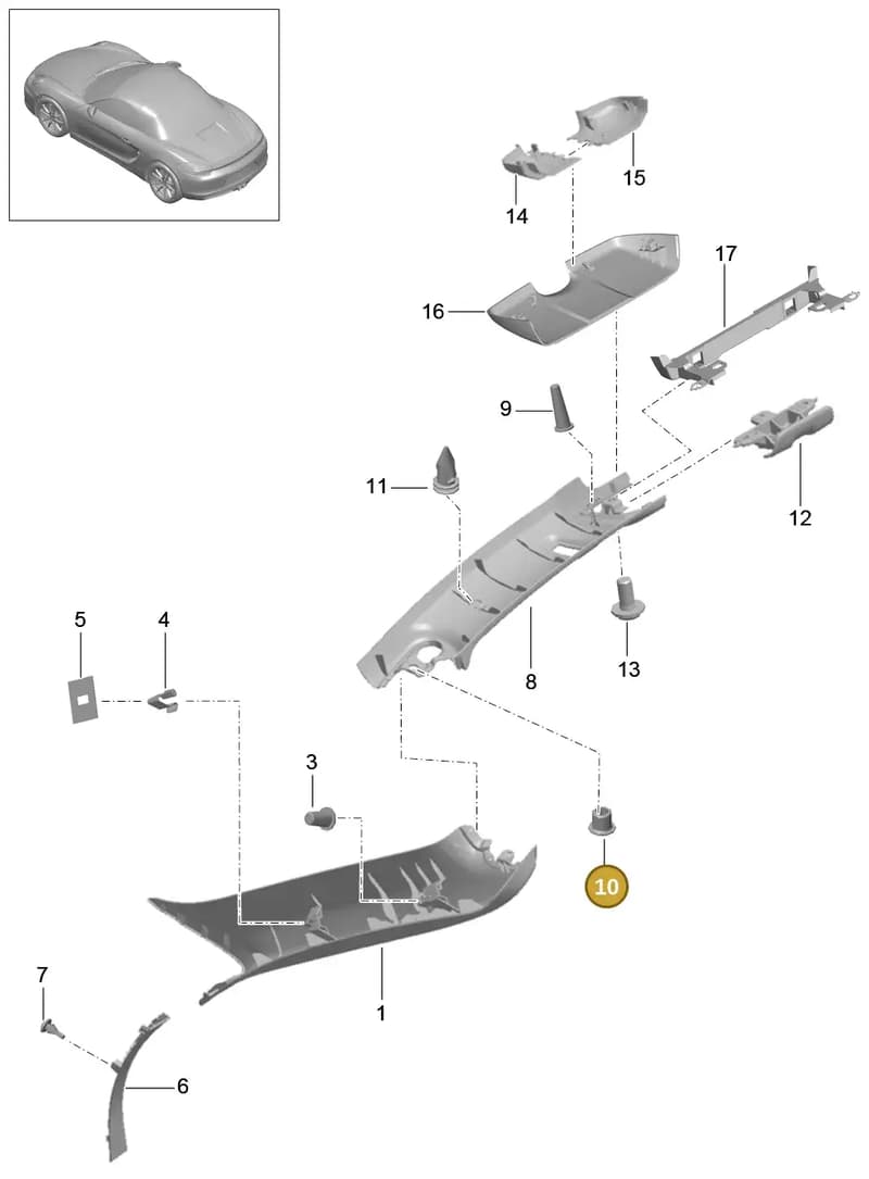 99920911601 — Porsche Boxster (2012-2016) diagram p39807055, position 10
