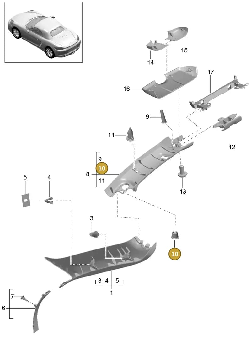99920911601 — Porsche Boxster (2016-2019) diagram p48807055, position 10