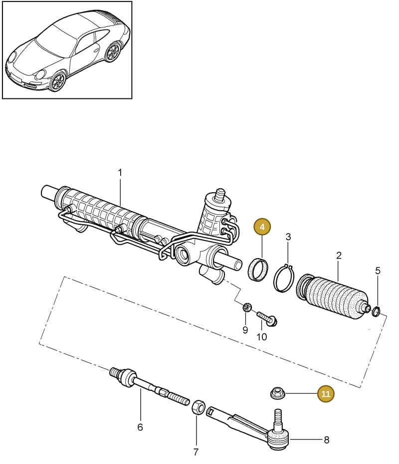 99921704204 — Porsche 911 Carrera (2008-2012) diagram p32403000, position 4+11