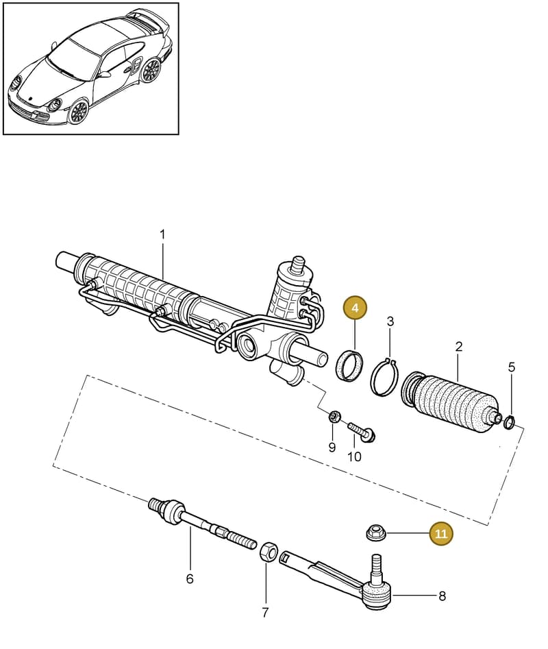 99921704204 — Porsche GT2 RS (2009-2012) diagram p36403000, position 4+11
