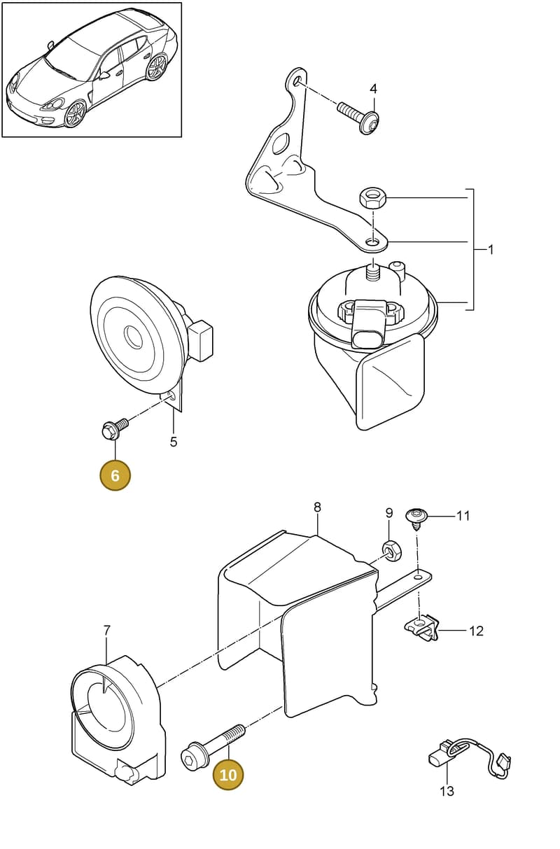 99921811301 — Porsche Panamera (2009-2016) diagram p35903000, position 6+10