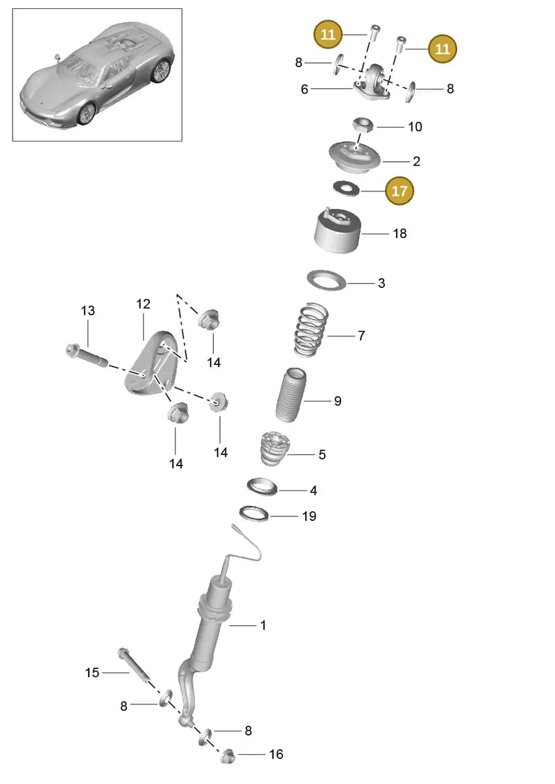 99923059810 — Porsche 918 Spyder (2014-2015) diagram p43402000, position 11+17