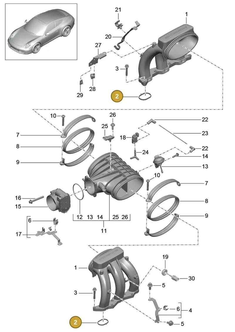 99923904040 — Porsche 991 Carrera 4 (2011-2016) diagram p38107010, position 2