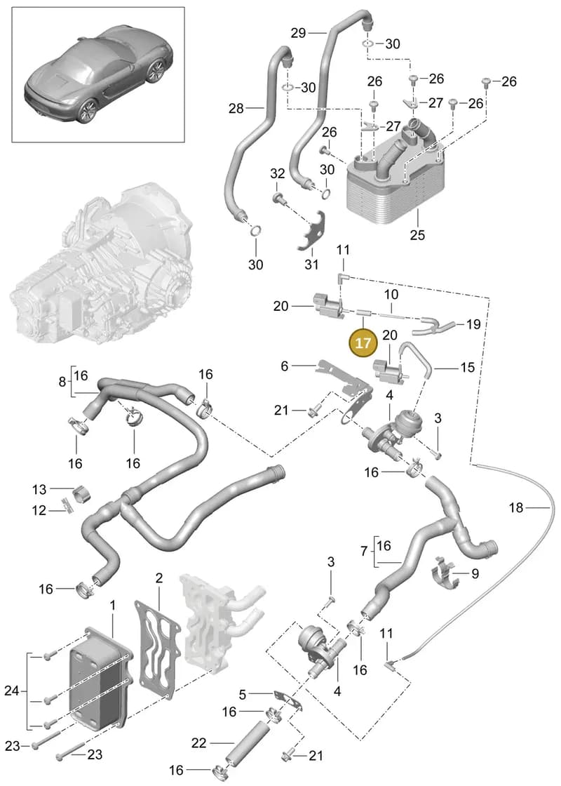 99923904040 — Porsche Boxster (2012-2016) diagram p39360000, position 17