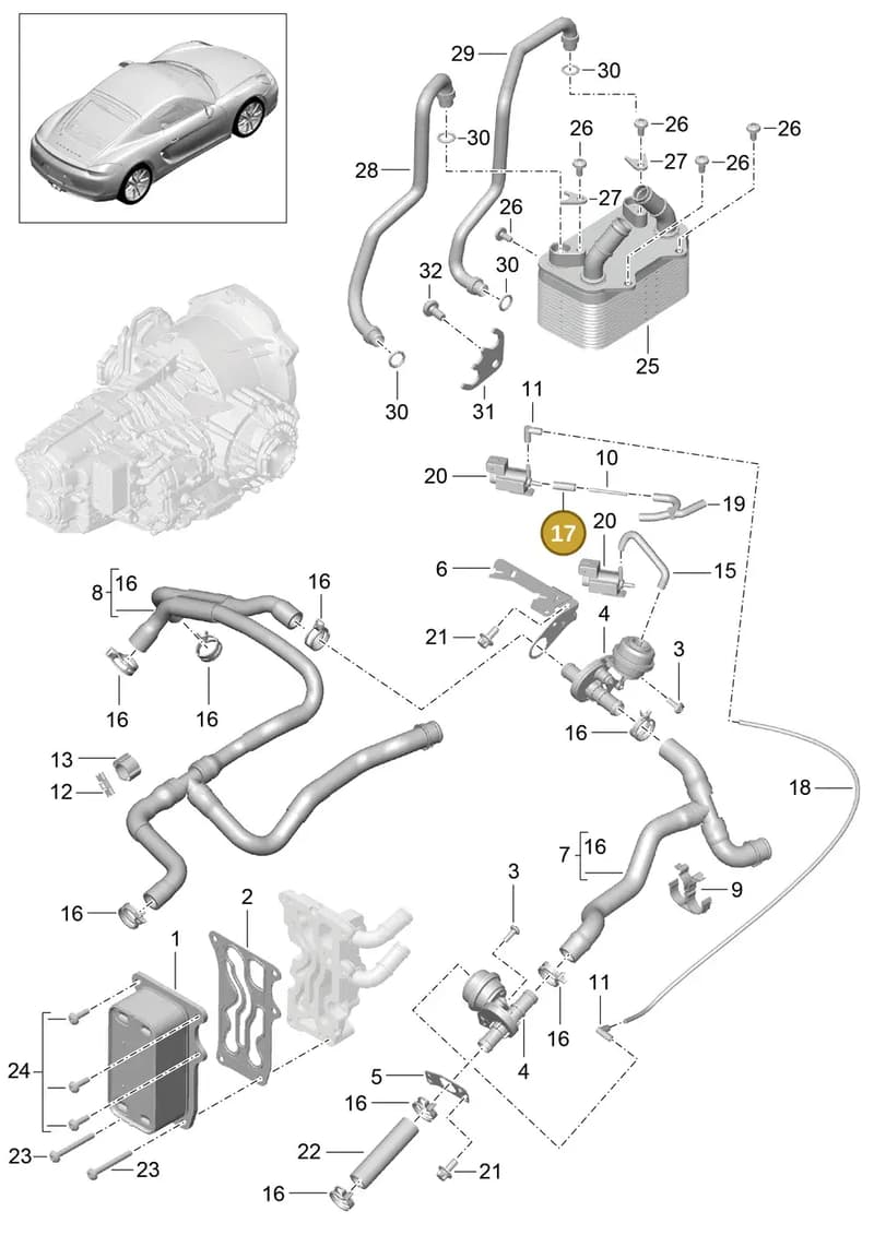 99923904040 — Porsche Cayman (2013-2016) diagram p40360000, position 17