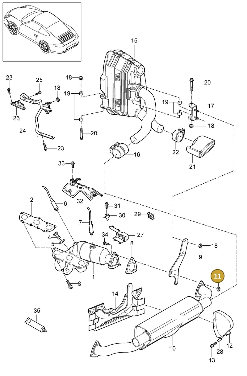 99923904240 — Porsche 911 Carrera (2008-2012) diagram p32202000, position 11