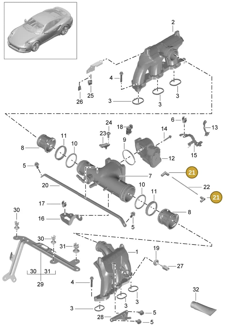 99923904240 — Porsche 911 (2013-2020) diagram p42107010, position 21