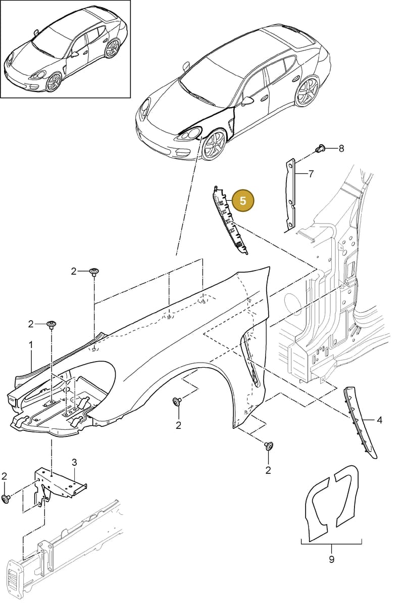 99950016501 — Porsche Panamera (2009-2016) diagram p35801040, position 5