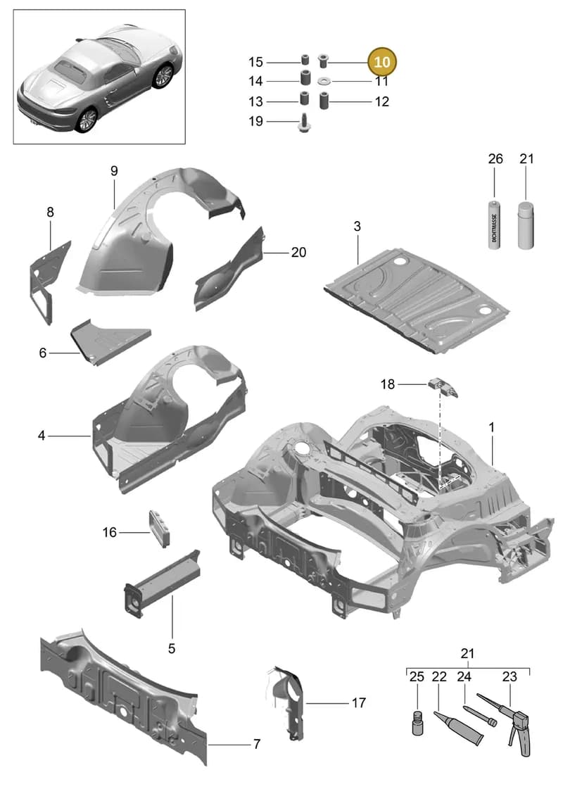 99950019601 — Porsche Boxster (2016-2019) diagram p48801035, position 10
