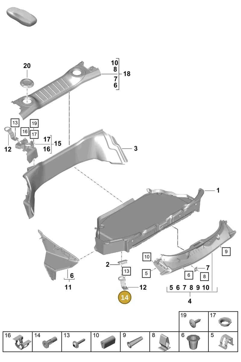 99950019801 — Porsche Cayman (2019-2022) diagram p55807050, position 14