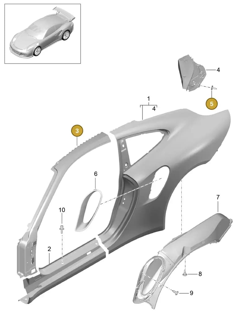 99950353302 — Porsche 911 (2013-2020) diagram p41801060, position 3+5